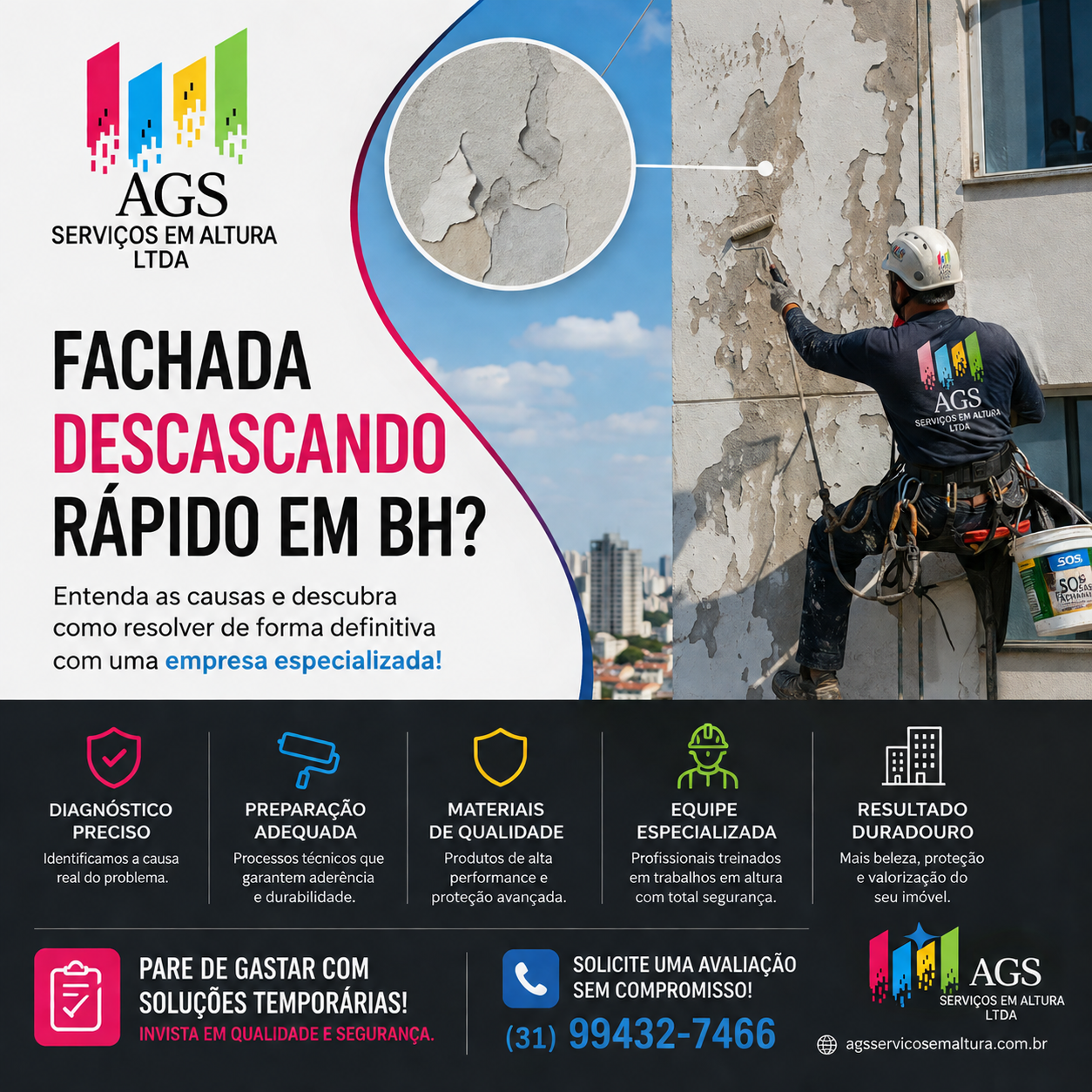 Fachada descascando rápido em BH: por que isso acontece e como resolver com uma empresa especializada