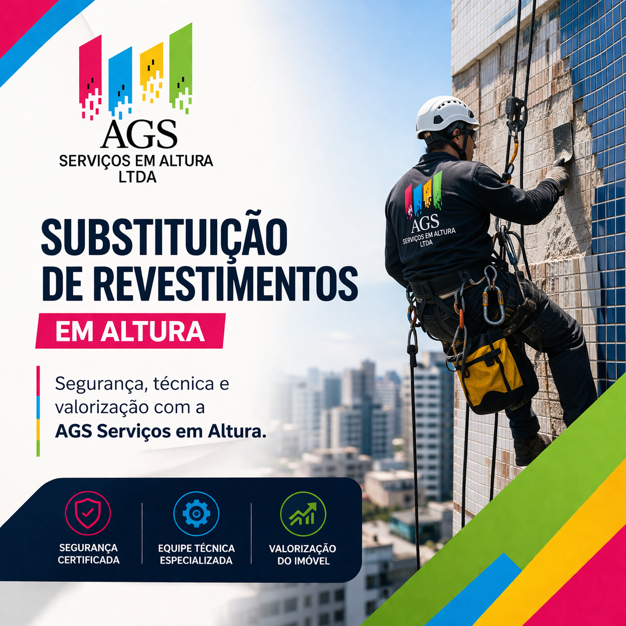 Substituição de Revestimentos em Altura Segurança, Técnica e Valorização com a AGS Serviços em Altura