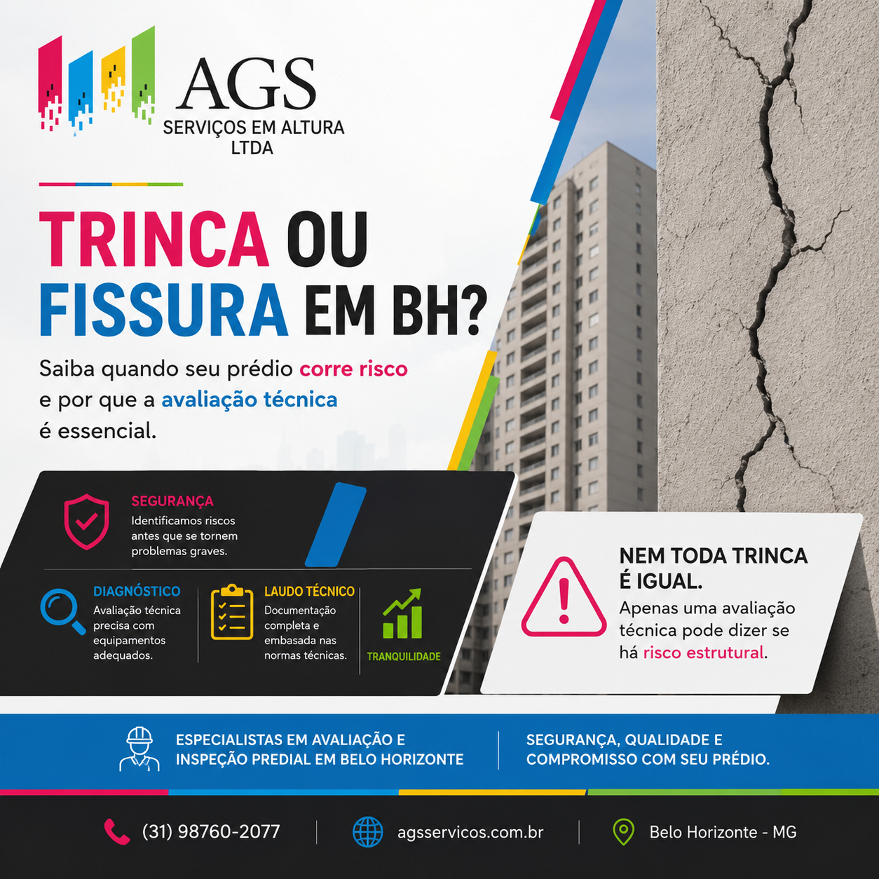 Trinca ou Fissura em BH? Saiba quando seu prédio corre risco e por que a avaliação técnica é essencial