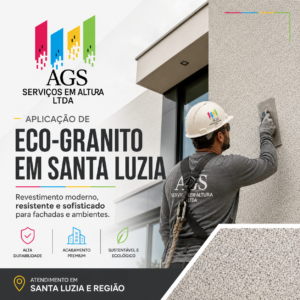 Aplicação de Eco-Granito em Santa Luzia revestimento moderno, resistente e sofisticado para fachadas e ambientes - AGS Serviços em Altura LTDA